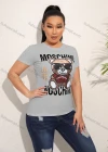 Wholesale Women's Casual Crew Neck Short Sleeve Cartoon Graphic Slim Fit T-shirt - Liuhuamall