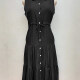 Women's Casual Shirt Collar Sleeveless Button Down Drawstring Layered Midi Shirt Dress 10# Clothing Wholesale Market -LIUHUA