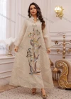 Wholesale Luxury Embroidered Abaya for Women, Elegant Sequined Floral Kaftan Dress, Modest Muslim Maxi Robe for Evening Party - Liuhuamall
