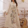 Wholesale Luxury Embroidered Abaya for Women, Elegant Sequined Floral Kaftan Dress, Modest Muslim Maxi Robe for Evening Party preview
