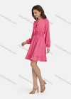 Wholesale Women's Casual Tie Neck Shirred Peplum Plain Ruffle Hem Dress 10056# - Liuhuamall