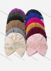 Wholesale Women's Casual Rhinestone Flower Appliques Ruched Headwrap Hat - Liuhuamall