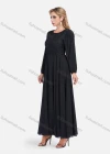 Wholesale Women's Chiffon Elegant Long Sleeve Plain A-Line Beaded Embroidery Sheer Mesh Hem Maxi Dress - Liuhuamall