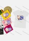 Wholesale Girl's Casual Cartoon Print Round Neck Short Sleeve Tee - Liuhuamall