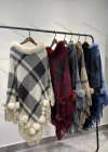 Wholesale Women's Causal Fashion Plaid Fuzzy Cape - Liuhuamall