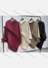 Wholesale Women's Causal Fashion High Neck Knit Tassel Plain Cape - Liuhuamall
