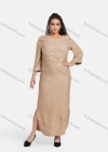 Wholesale Women's African Embroidery Robe 3/4 Sleeve Split Side Curved Hem Maxi Dress - Liuhuamall