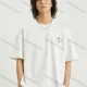 Wholesale Men's Fashion 100%Cotton Round Neck Short Sleeve Letter Graphic Label Drop Shoulder T-shirts White Clothing Wholesale Market Liuhua