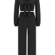 Women's Elegant Plain Long Sleeve V Neck Ruched Bow Knot Crop Blouse & Shirred Pants 2 Piece Sets Black Clothing Wholesale Market -LIUHUA