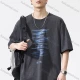 Wholesale Men's Fashion Round Neck Half Sleeve Letter Graphic Drop Shoulder T-shirts Dark Gray Clothing Wholesale Market Liuhua