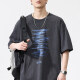 Men's Fashion Round Neck Half Sleeve Letter Graphic Drop Shoulder T-shirts Dark Gray Clothing Wholesale Market -LIUHUA