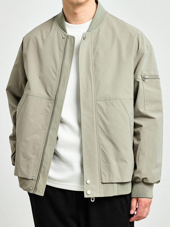 Men's Casual Plain Long Sleeve Drop Shoulder Zipper Patch Pocket Baseball Jacket, Clothing Wholesale Market -LIUHUA, Men, Men-s-Socks