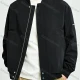Wholesale Men's Casual Plain Long Sleeve Drop Shoulder Zipper Patch Pocket Baseball Jacket Black Clothing Wholesale Market Liuhua
