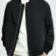 Men's Casual Plain Long Sleeve Drop Shoulder Zipper Patch Pocket Baseball Jacket Black Clothing Wholesale Market -LIUHUA