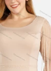 Wholesale Women's Elegant Plain Round Neck Zip Back Rhinestone Fringe Sheer Mesh Evening Mermaid Dress - Liuhuamall