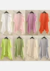 Wholesale Women's Linen Plain Half Sleeve Hanky Hem Cardigan - Liuhuamall