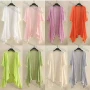 Wholesale Women's Linen Plain Half Sleeve Hanky Hem Cardigan preview