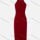 Wholesale Women's Sexy Spaghetti Strap Open Back Cross Straps Plain Bodycon Dress Maroon Clothing Wholesale Market Liuhua