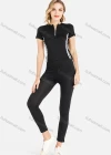 Wholesale Women's Zip Half Tee&Leggings Striped Set - Liuhuamall