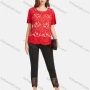 Wholesale Women's Three-dimensional Floral Embroidery Tee&Hollow Embroiderey Hem Cropped Pant Set preview