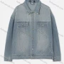 Wholesale Women's Casual Plain Distressed Drop Shoulder Pockets Buttons Down Denim Jacket preview