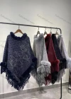 Wholesale Women's Causal Fashion Allover Print Tassel Fuzzy Cape - Liuhuamall