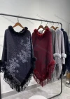 Wholesale Women's Causal Fashion Allover Print Tassel Fuzzy Cape - Liuhuamall