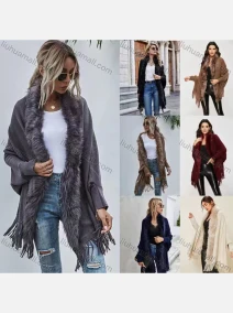 Wholesale Women's Causal Fashion Fuzzy Plain Cape, LIUHUA CLOTHING WHOLESALE