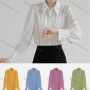 Wholesale Women's Casual Long Sleeve Collared Pleated Ruched Button Down Shirt preview