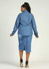 Wholesale Women's Plus Size Long Sleeve Button Rhinestone Denim Casual Shirt - Liuhuamall