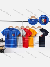 Wholesale Boy's Casual Striped Round Neck Short Sleeve Modal Cotton Tee, LIUHUA CLOTHING WHOLESALE
