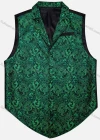 Wholesale Men's Vintage Lapel Single Breasted Embroidered Silky Waistcoat - Liuhuamall