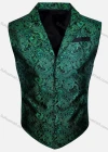 Wholesale Men's Vintage Lapel Single Breasted Embroidered Silky Waistcoat - Liuhuamall