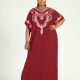 Women's African Plus Size Vintage Round Neck Robe Batwing Sleeve Floral Embroidery Plain Kaftan Dress 4# Clothing Wholesale Market -LIUHUA