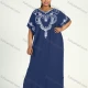 Wholesale Women's African Plus Size Vintage Round Neck Robe Batwing Sleeve Floral Embroidery Plain Kaftan Dress 11# Clothing Wholesale Market Liuhua