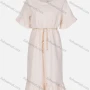 Wholesale Women's Casual Plain Ruffle Trim Hem Crew Neck Midi Dress With Pearl Belt 2336# preview