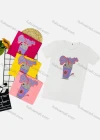 Wholesale Girl's Casual Cartoon Print Round Neck Short Sleeve Tee - Liuhuamall