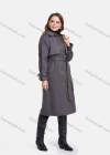 Wholesale Women's Lapel Double Breasted Mid Length Trench Coat With Tie Belt - Liuhuamall