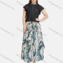 Wholesale Women's Casual Stand Collar Ruffle Trim Rhinestone Blouse 2-piece Set preview