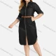 Wholesale Women's Plus Size Casual Zip Front Wash Denim Shirt Dress With Belt Black Clothing Wholesale Market Liuhua