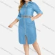 Wholesale Women's Plus Size Casual Zip Front Wash Denim Shirt Dress With Belt Light Blue Clothing Wholesale Market Liuhua