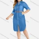 Wholesale Women's Plus Size Casual Zip Front Wash Denim Shirt Dress With Belt Sky Blue Clothing Wholesale Market Liuhua