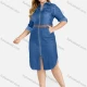 Wholesale Women's Plus Size Casual Zip Front Wash Denim Shirt Dress With Belt Medium Blue Clothing Wholesale Market Liuhua
