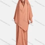 Wholesale Women's Vintage Islamic Chiffon Plain Muslim Long Sleeve Ruffle Trim Floor Length Hooded Khimar Abaya Dress preview