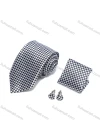 Wholesale Men's Business Formal Checkerboard Ties & Pocket Square & Cufflinks Sets - Liuhuamall