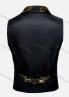 Wholesale Men's Vintage Lapel Gold Thread Embroidery Single Breasted Silky Waistcoat - Liuhuamall