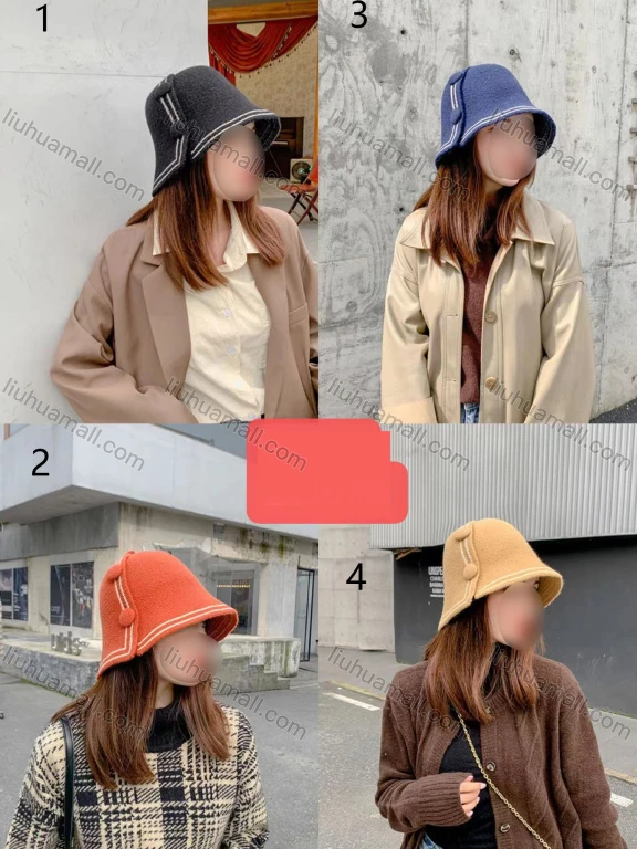 Wholesale Women's Fashion Warm Thicked Button Decor Layered Bucket Hats