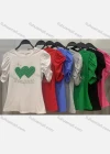 Wholesale Women's Casual Crew Neck Puff Sleeve Heart Print Top - Liuhuamall