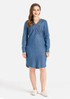 Wholesale Women's Casual V Neck Long Sleeve Flap Pockets Button Front Denim Dress - Liuhuamall