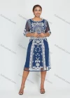 Wholesale Women's Elegant Plus Size Half Sleeve Round Neck Mesh Floral Embroidery Party Cocktail Dress - Liuhuamall